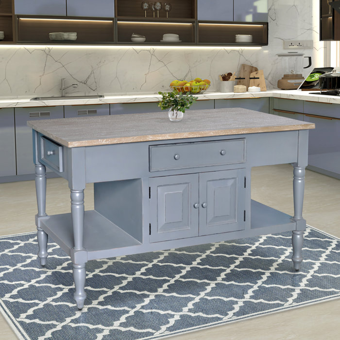 Darby Home Co Brookstonval Solid Wood Kitchen Island Wayfair